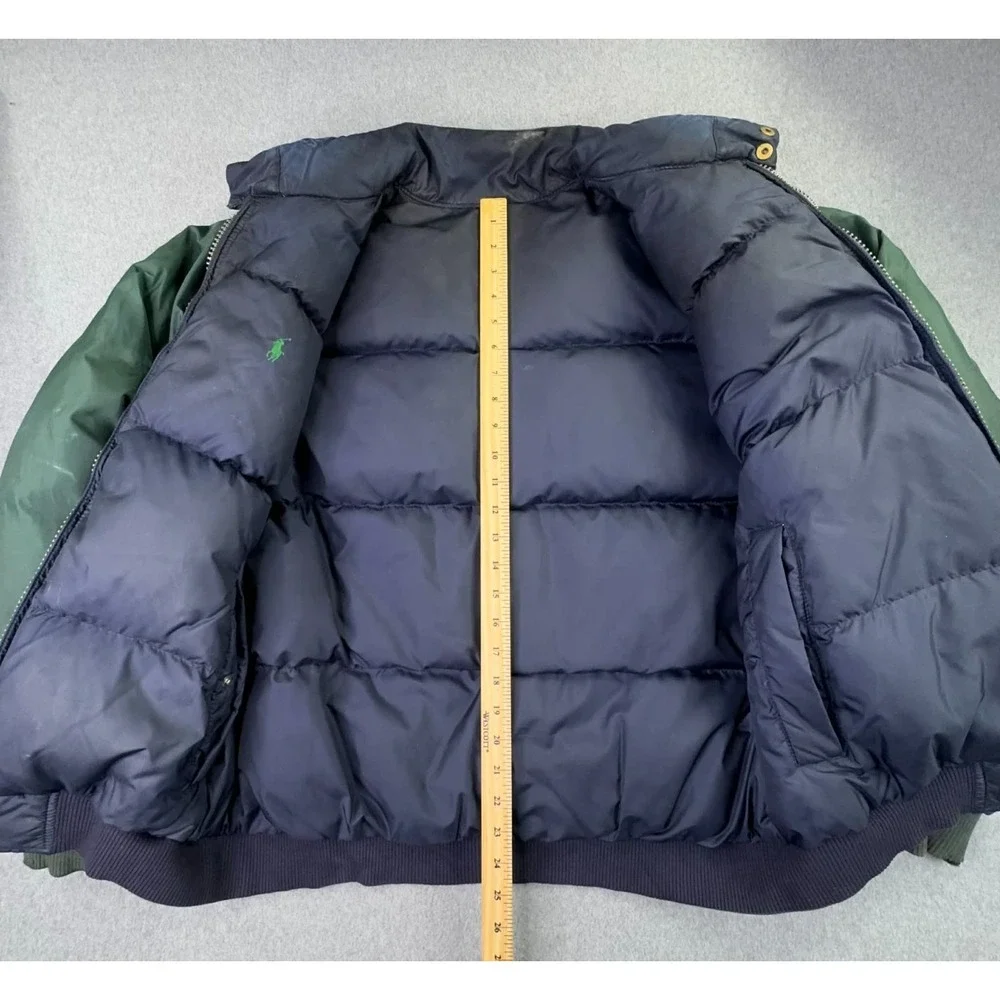 VTG 90s Polo Ralph Lauren Reversible Down Puffer Coat Men's M Green Navy Pony‎